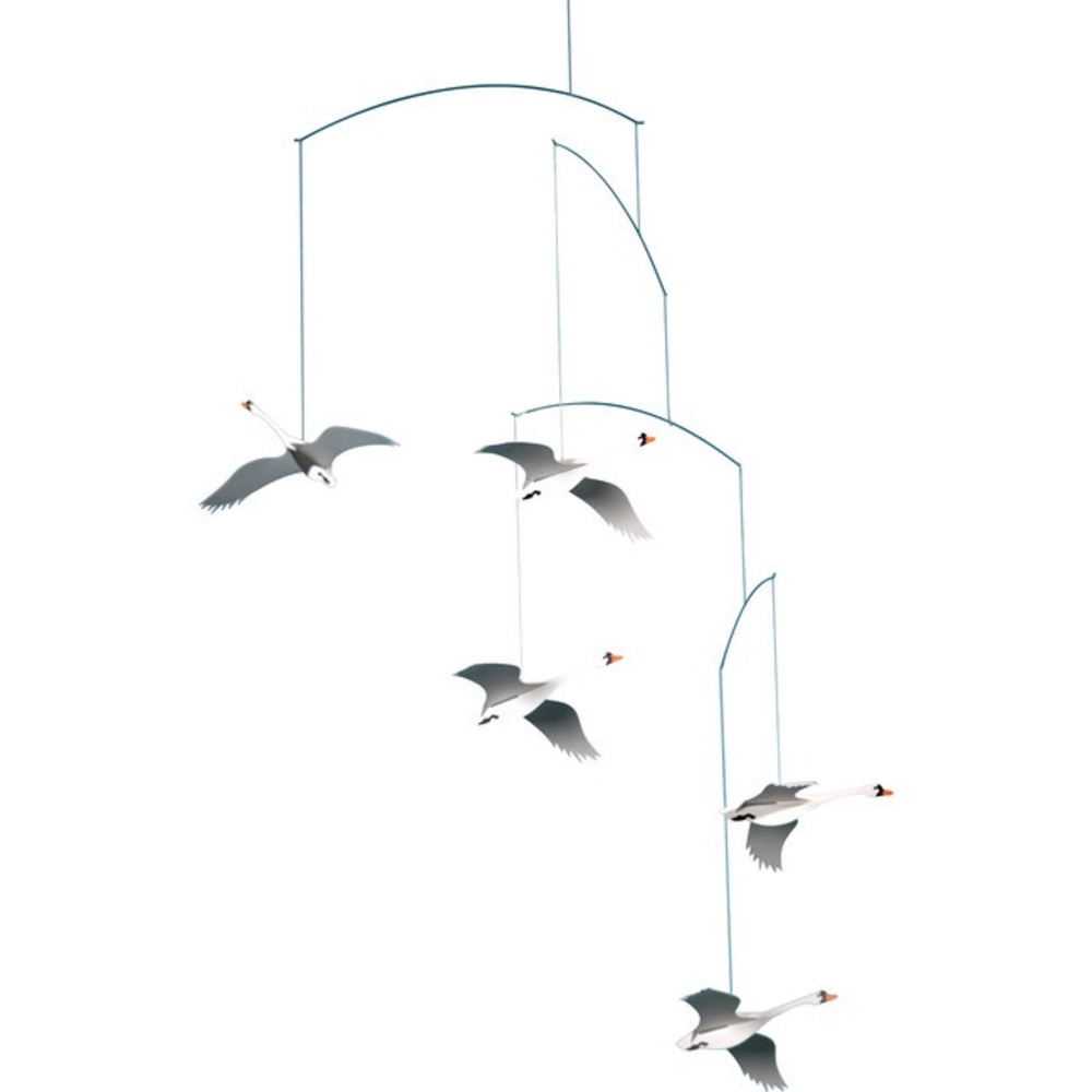 Maisonette Scandanavian Swans Mobile, White - NWT